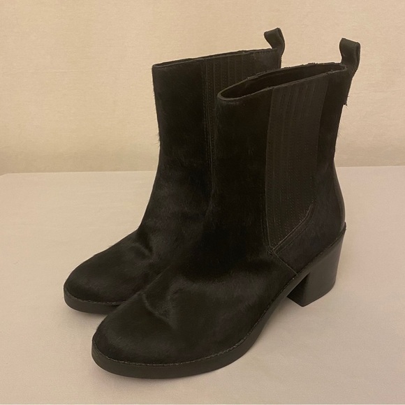 Ugg Camden Cow Hair Exotic Chelsea Ankle Boots Booties Block Heel Black Size 10 - Picture 4 of 14